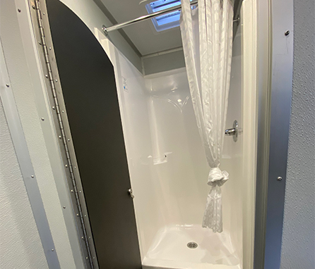 luxury shower in restroom trailer