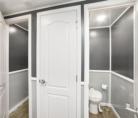 interior of luxury bathroom trailer