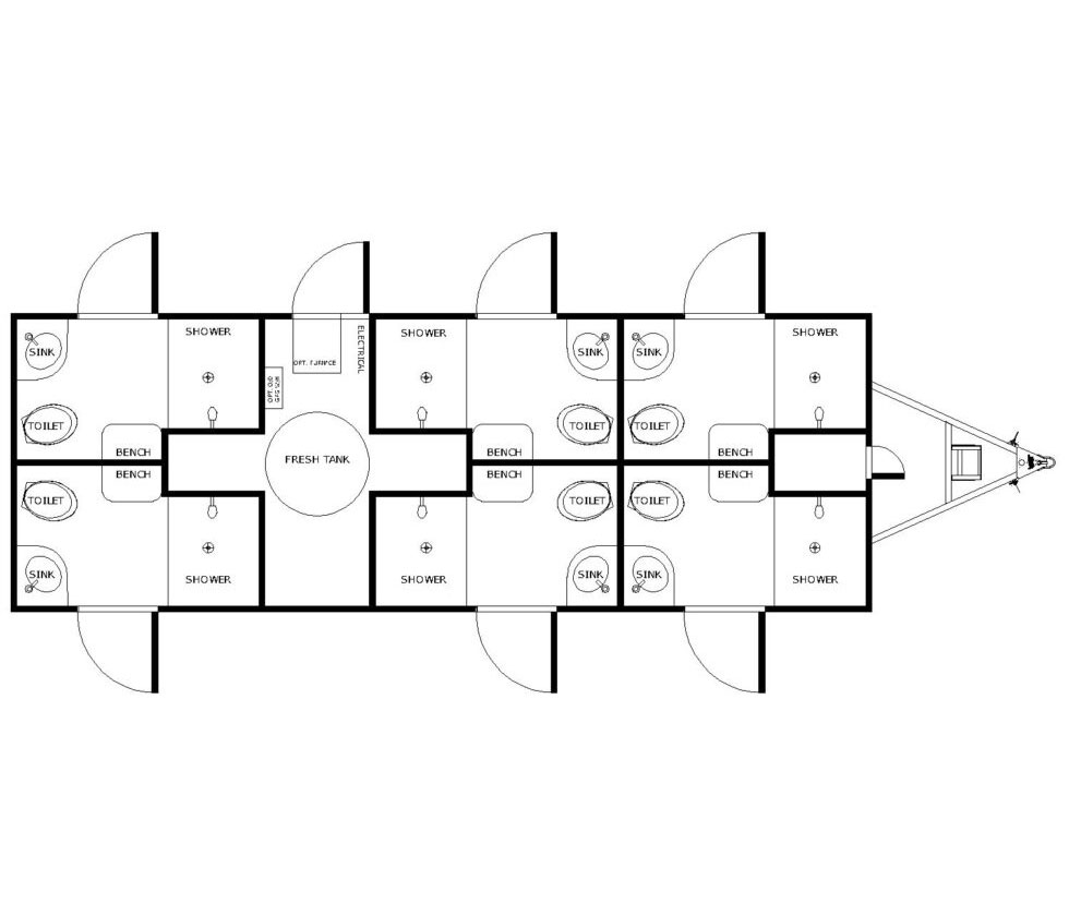 layout of luxury restroom trailer